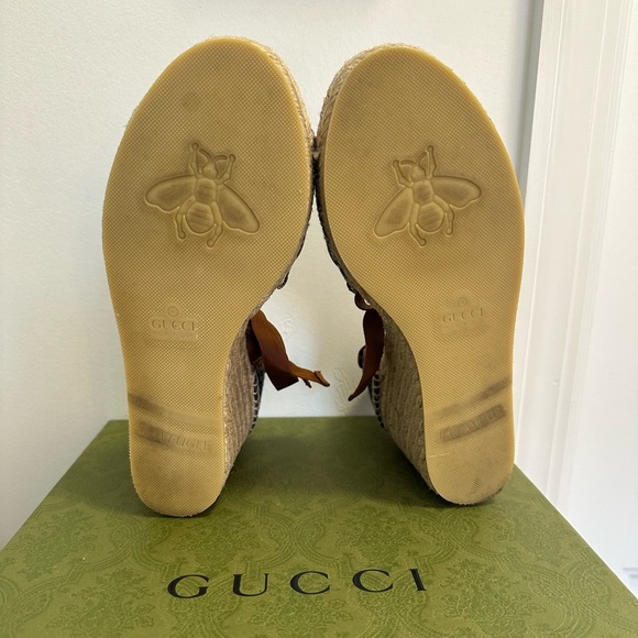Gucci Denim/Leather Espadrille Wedges - Picture 5 of 9